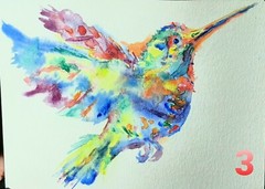 Colorful hummingbirds art painting signed original watercolor,Nature lover gift