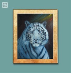Original White Tiger Painting Oil In Canvas 24×30 Inches Unframed