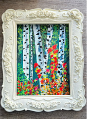 Painting Birch Watercolor Landscape framed Original Painting gift idea Forest