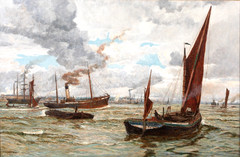 Large 19th Century Shipping Southampton Port William Lionel WYLLIE (1851-1931)