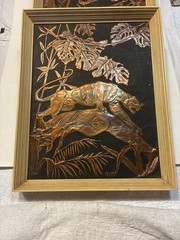Lot of 2 VTG Signed Original Mid 20th Century Art Moderne Hammered Copper Mixed
