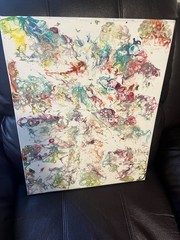 Acrylic Swirl White &Primary Oil Painting On Canvas 16 X 20
