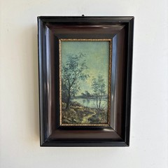 19th Century Antique Landscape Oil Painting „Framed Painting“ Small Artwork