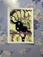 ACEO Cat Kitty “Comfy Stretch” Original Art Card Hand Painted 2.5×3.5