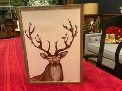 Greenbox Art “Rosy Buck” by Elizabeth Halpin 5 1/2” x7 1/2” Framed Canvas