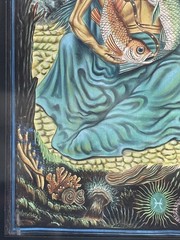 Original Painting on Cloth Astrology Zodiac Pisces Neptune Jupiter Tarot FRAMED