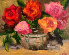 Abstract Roses Oil Painting Flowers Original Canvas Modern Contemporary art 9×12