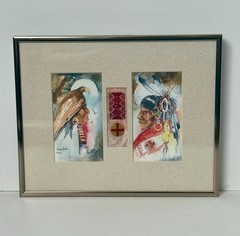 1993 Cleo Teissedre Framed Southwestern Watercolor Signed Native American Art