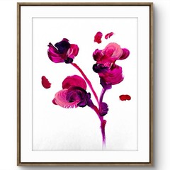 TITA PAINTZ Pink Purple Flowers Original Abstract Acrylic Painting 9×12 Wall Art