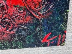CARLI FOSTER SIGNED PAINTING ABSTRACT FLOWERS IMPASTO TEXTURED ORIGINAL 16 X 20