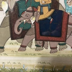 Indian Miniature Painting On Silk Framed In Mumbai EX 12 1/2″ X 14 1/2″