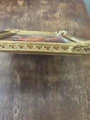 Vintage Framed Print “Young Girl Reading” Painting Ornate Gold Plastic Frame