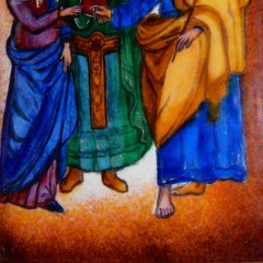 Enamel Copper Marraige St. Joseph Virgin Mary Wedding Painting Matted Framed Art
