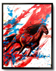 LOVELESS – FREEDOM UNLEASHED red acrylic on canvas for rustic decor COA
