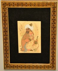 Antique Original Vintage Artist Signed Persian Miniature Portrait Oil Painting