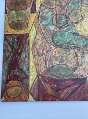 Ella Charlotte (Odorfer) Moen VINTAGE ABSTRACT CUBIST CUBISM PAINTING MODERNISM