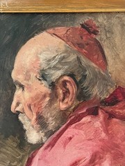 1904 Ramon Fina Oil Painting Catholic Madrid Spain CARDINAL Portrait wProvenance