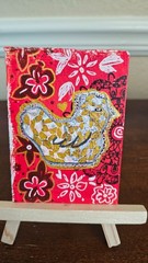 ACEO original art mini card gouache watercolor ink abstract floral collage 9