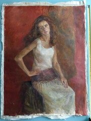 1960’s SOVIET RUSSIAN IMPRESSIONISM REALISM OIL ON CANVAS PAINTING WOMAN