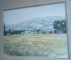 MARION HAWS, UTAH WATERCOLORIST WATERCOLOR VINTAGE RURAL LANDSCAPE IMPRESSIONIST