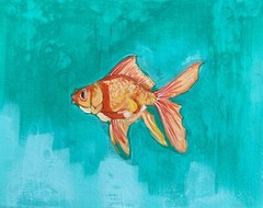 Original „Fish“ (8×10 Acrylic on stretched canvas Only), Signed
