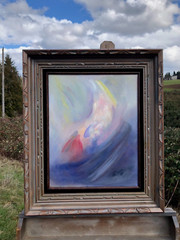 Roni Shermon Ramos (Signed: Roni), 1986 Abstract Painting on Canvas, Well Framed