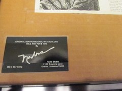 Original Jeanine A. Nahra Scratchboard Standing Tabby Cat