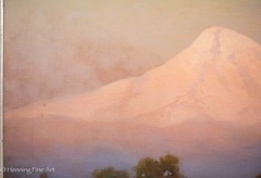 Royal Hill Milleson Antique Impressionist Painting Mt. Hood Oregon Sunset 24×29″
