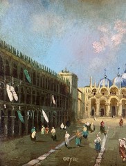 Antique Miniature Oil On Copper Painting Signed DEYER P. San Marco Venice Italy