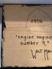 Walt Hall Mixed Media on Wood Art “Engine Engine Number 9” Signed 2016