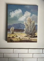 Vintage Original Oil Painting Desert Mountain Landscape 1988 MCM Signed 17 X 20
