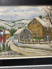 Alma Strause (1902 – 1995) „Farm In Winter Landscape“ WC Painting-Signed/Framed