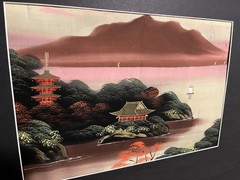Asian Painting On Silk In Mat & Frame 26 X 21 NOTE CONDITION