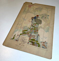 Antique Art Deco Watercolor Painting by Hazel Frazee, Chicago, IL