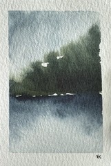ACEO original Watercolor abstract lanscape rubear_farm