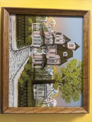 H Hargrove Victorian House/Gazebo Signed Serigraph Oil Painting, Beautiful Frame