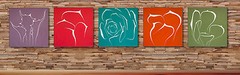 Succulent in Red 30×30 Original Abstract Art Acrylic Painting Large Canvas