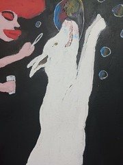 WOMAN AND DOG PAINTING 12×16 (FUN WITH BUBBLES) ORIGINAL AND SIGNED