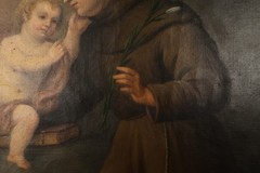 Antique Oil Painting Saint Anthony of Padua with Child Jesus 18th Century