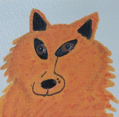 FOLK ART ORIGINAL PAINTING 3×3 OOAK MINIATURE COTTAGECORE FOX ILLUSTRATION GAT
