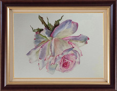 HYPERREALISM Flowers VINTAGE PINK Rose Original Artwork Painting Floral Gift A4