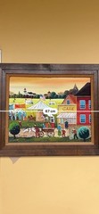 Original Folk Art Oil Painting Signed S. Zoto Carnival Fair Scene