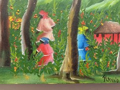 Vintage Original Haiti Haitian Caribbean Landscape Oil Painting Signed Flavio