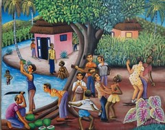 VINTAGE Andre Normil Original Haitian ART / Painting 20 x 16” . Masterpiece.