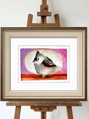 Titmouse Native Bird Original 5×7 Watercolor Painting Signed Wall Art Home Decor