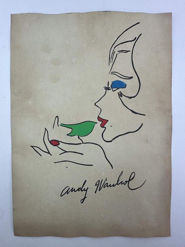Andy Warhol COA Vintage Painting Drawing Art Original Signed Stamp