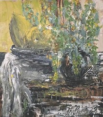MCM Semi-abstract Still Life Oil Painting W Palette Knife Signed ’73- 15″×13″
