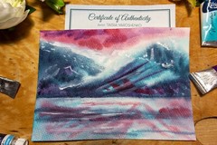 Watercolor painting ORIGINAL art Ocean Sunrise sunset seascape landscape 5×7″