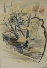 Mid Century Watercolor by J. Adams “Suey Ranch”