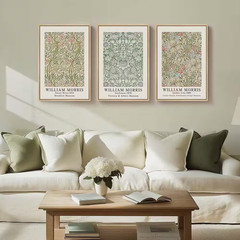 3 Piece Framed Vintage Sage Green Artwork for Walls Nature Floral Botanical Pict